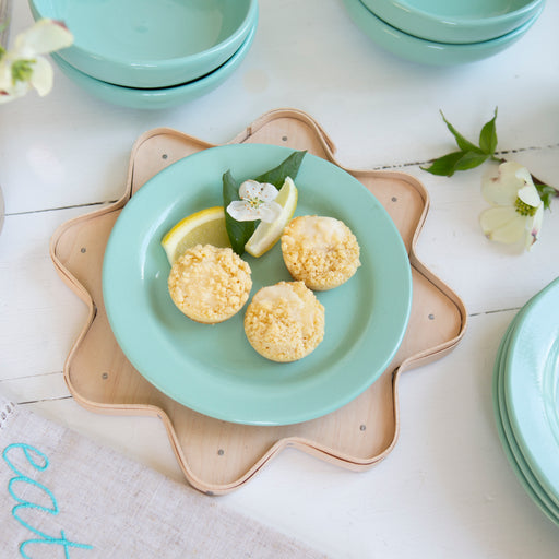 Flower Petal Basket and Plate Set - Natural and Mint