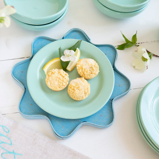 Flower Petal Basket and Plate Set - Robin's Egg Blue and Mint