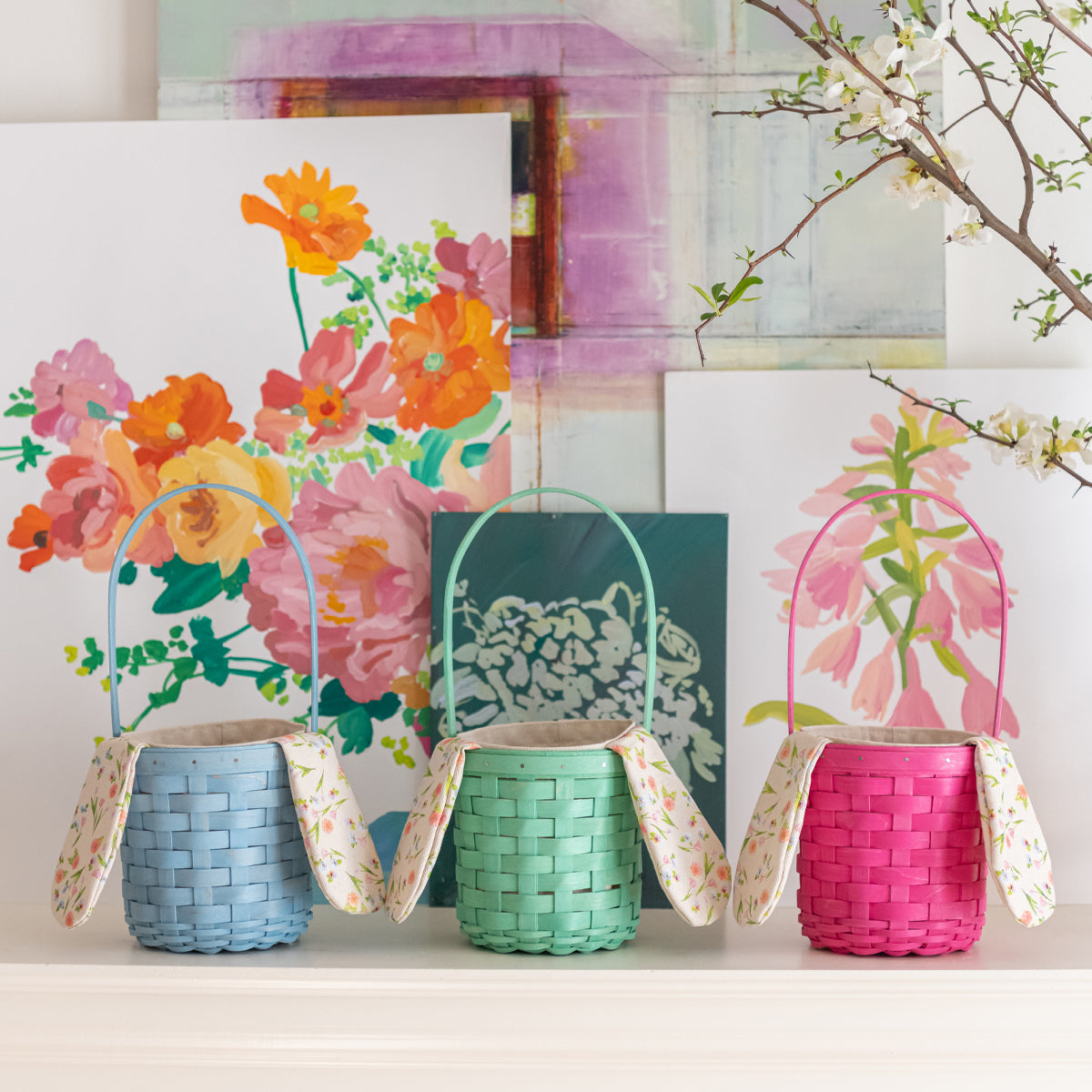 Paint&Petals Bunny Basket, Pillows, & Totes