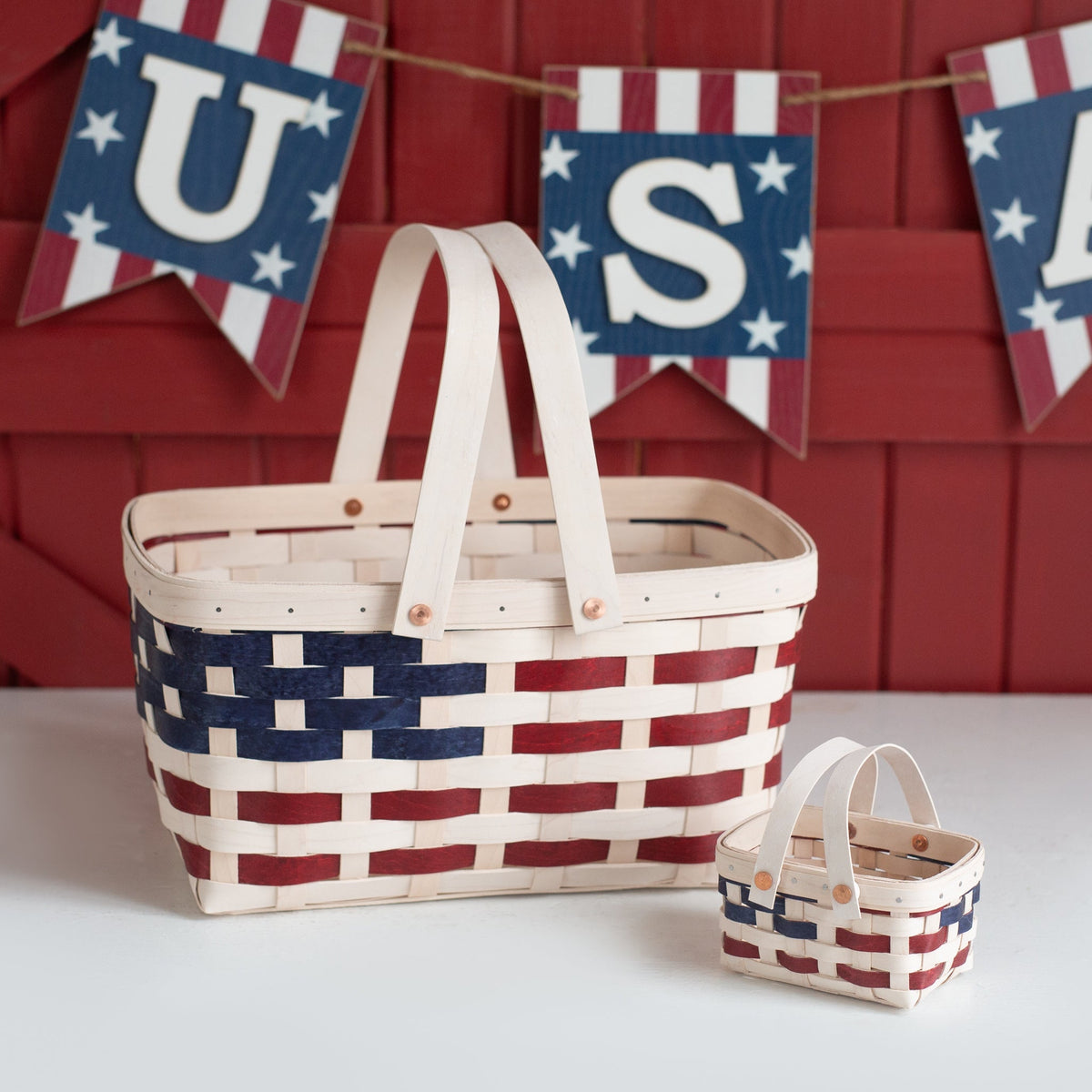 【希少】Longaberger バスケット3点セット USA Handwoven Americana Collection — Longaberger