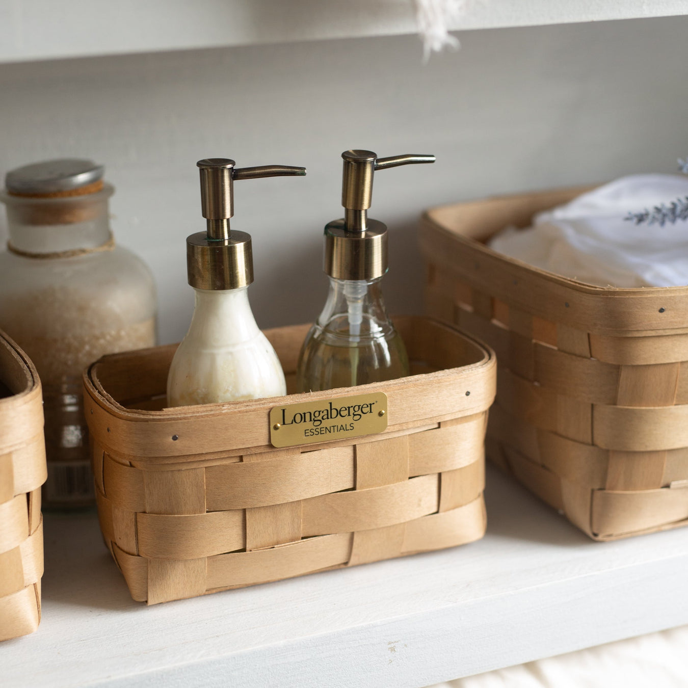 Lifestyle Image showing bowls nested in a long basket.