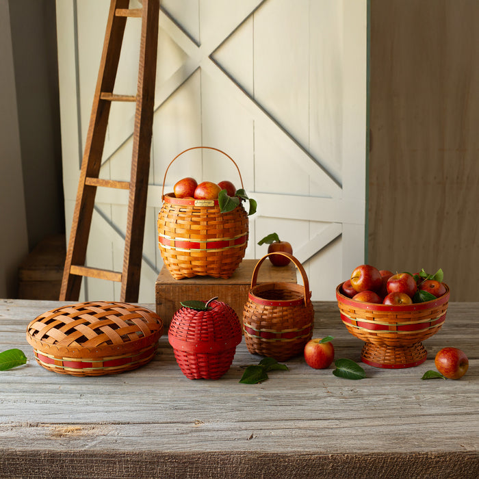 Apple Picking Small Apple with Woven Lid and Protector - Red