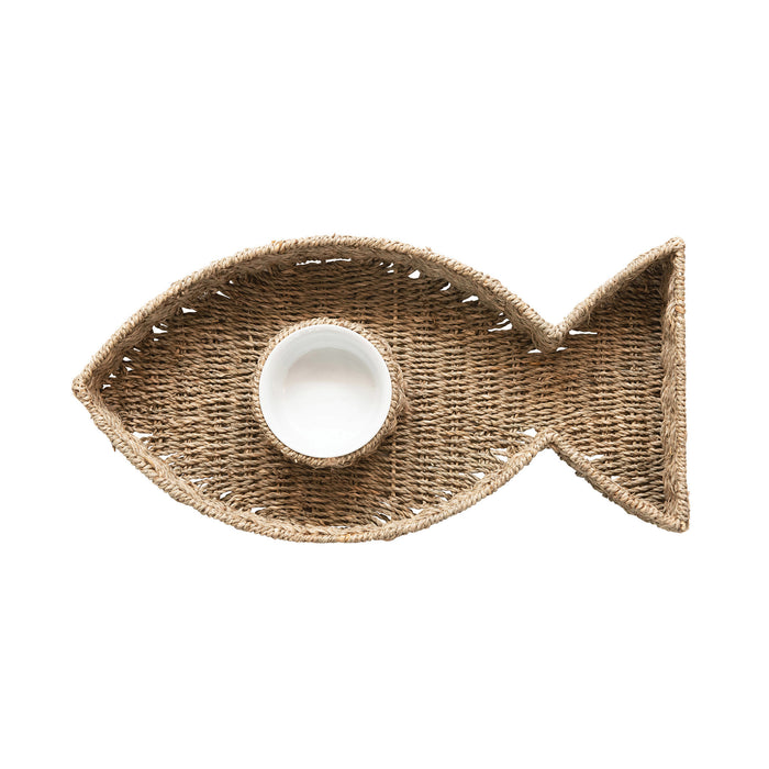 Fish Shaped Chip and Dip Serving Tray