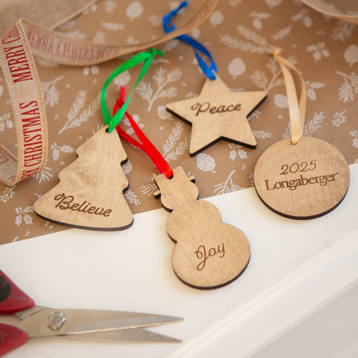 Christmas 4-Piece Wooden Ornament Set - Assorted