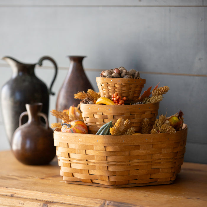 5-Piece Generations Basket Set - Warm Brown-Basket Set-Woven Maple Basket-Longaberger