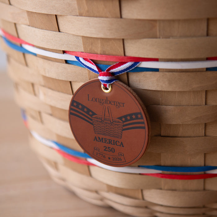 America's 250th Leather Tie-On-Tie-On-Woven Maple Basket-Longaberger