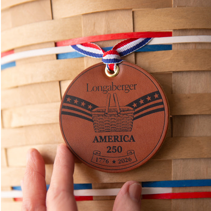 America's 250th Leather Tie-On-Tie-On-Woven Maple Basket-Longaberger