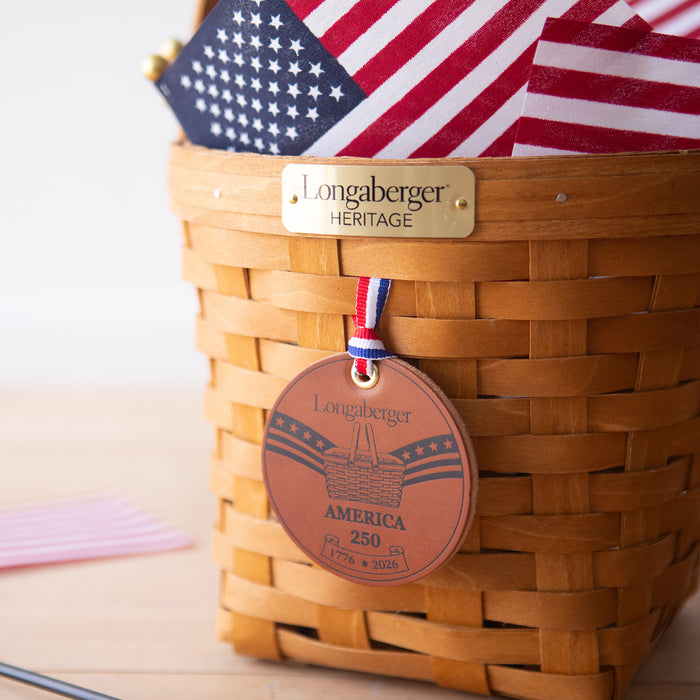 America's 250th Leather Tie-On-Tie-On-Woven Maple Basket-Longaberger