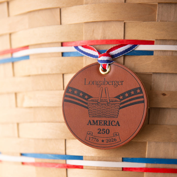 America's 250th Leather Tie-On-Tie-On-Woven Maple Basket-Longaberger