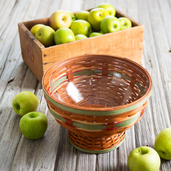 Apple Picking Medium Footed Fruit Bowl Basket with Protector - Green