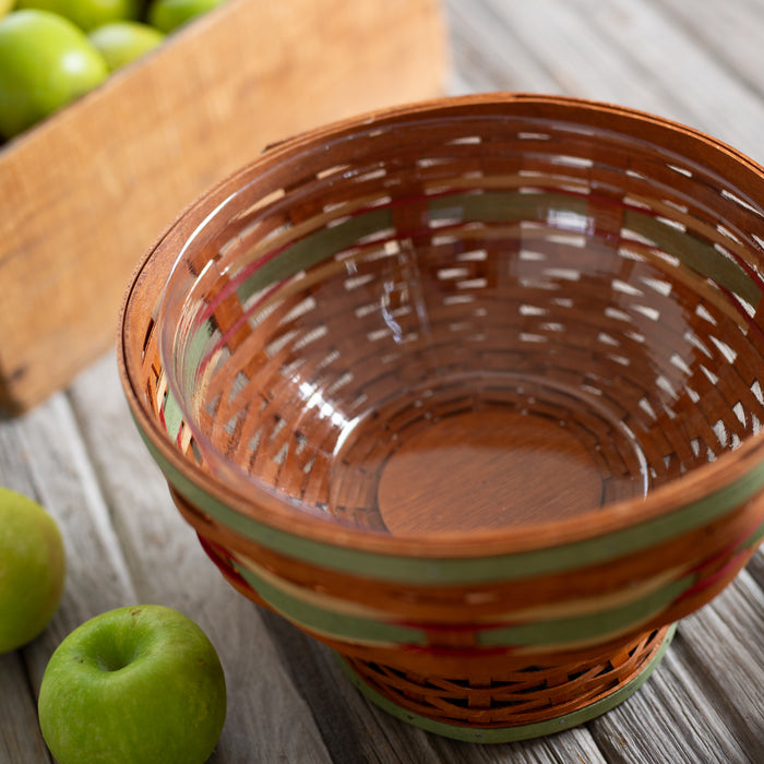 Apple Picking Medium Footed Fruit Bowl Basket with Protector - Green