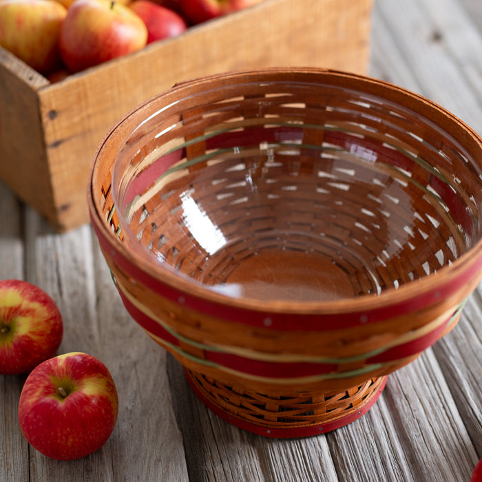 Apple Picking Medium Footed Fruit Bowl Basket with Protector - Red