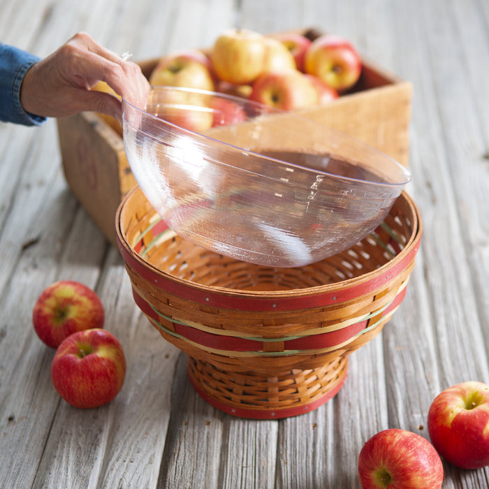 Apple Picking Medium Footed Fruit Bowl Basket with Protector - Red
