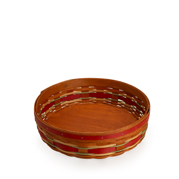 Apple Picking Medium Pie Basket with Lid and Protector - Red