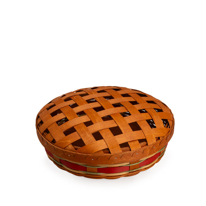 Apple Picking Medium Pie Basket with Lid and Protector - Red