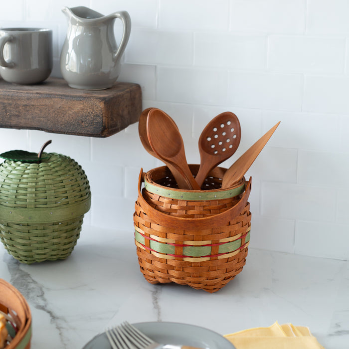 Apple Picking Small Round Basket with Protector - Green