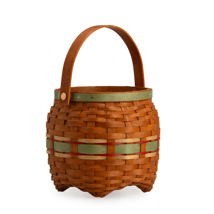Apple Picking Small Round Basket with Protector - Green