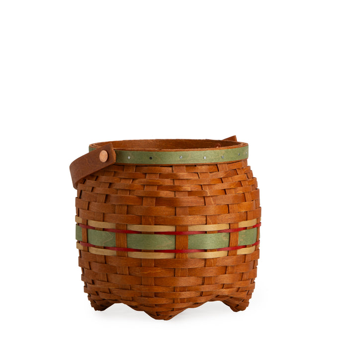Apple Picking Small Round Basket with Protector - Green