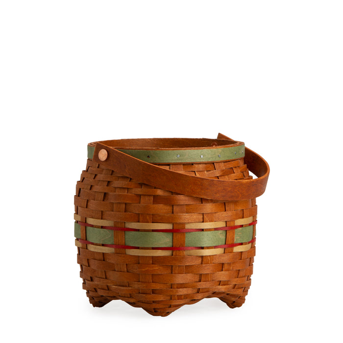 Apple Picking Small Round Basket with Protector - Green