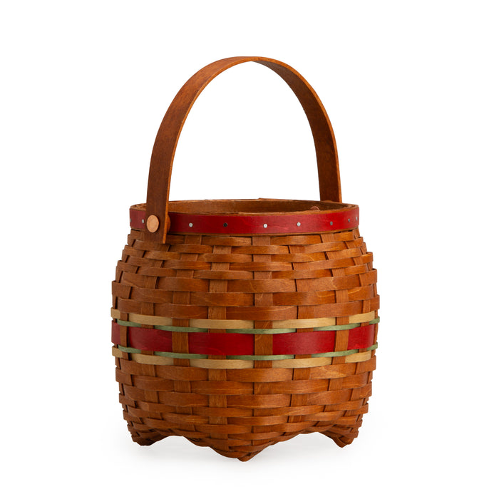 Apple Picking Small Round Basket with Protector - Red