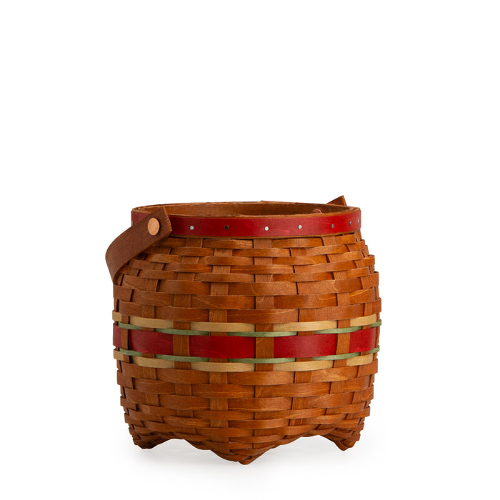 Apple Picking Small Round Basket with Protector - Red