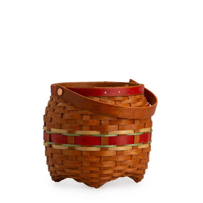 Apple Picking Small Round Basket with Protector - Red