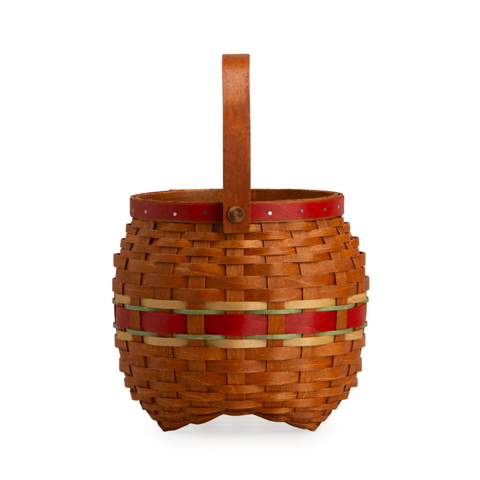 Apple Picking Small Round Basket with Protector - Red