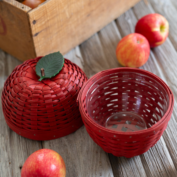 Apple Picking Small Apple with Woven Lid and Protector - Red