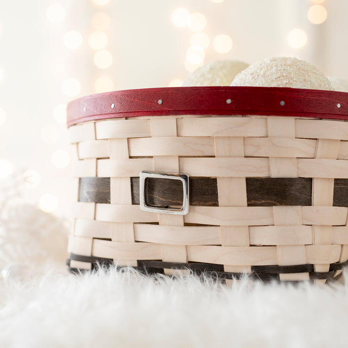 Round Serving Basket Set with Protector - White Snowman Belly