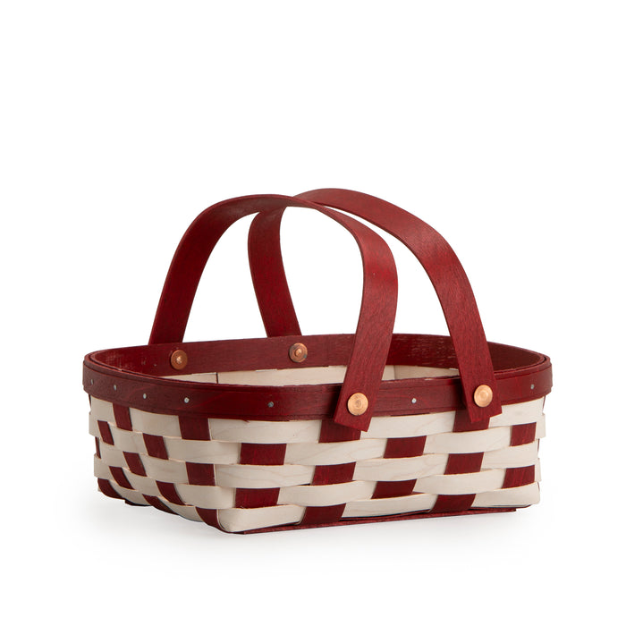 Christmas Weave Oval Muffin Basket Set with Protector - Bold Red