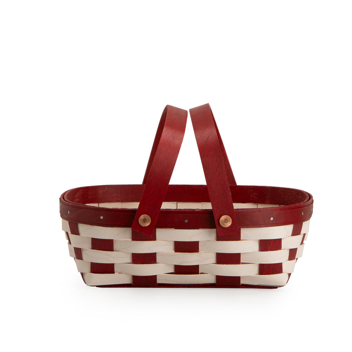 Christmas Weave Oval Muffin Basket Set with Protector - Bold Red