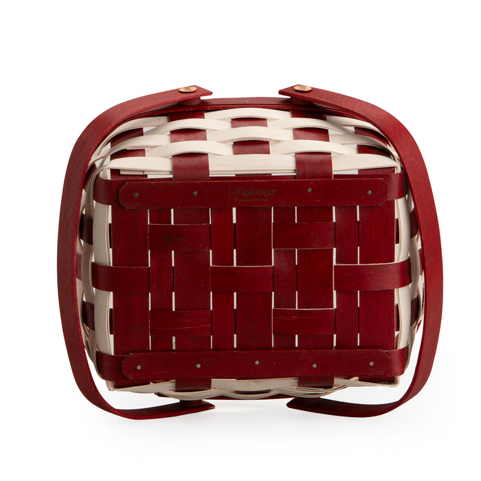 Christmas Weave Oval Muffin Basket Set with Protector - Bold Red