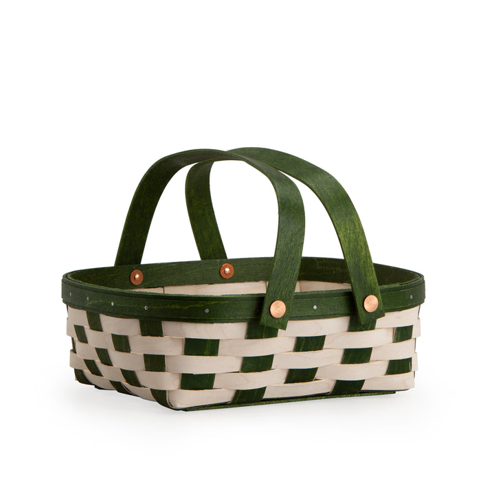 Christmas Weave Oval Muffin Basket Set with Protector - Bold Green