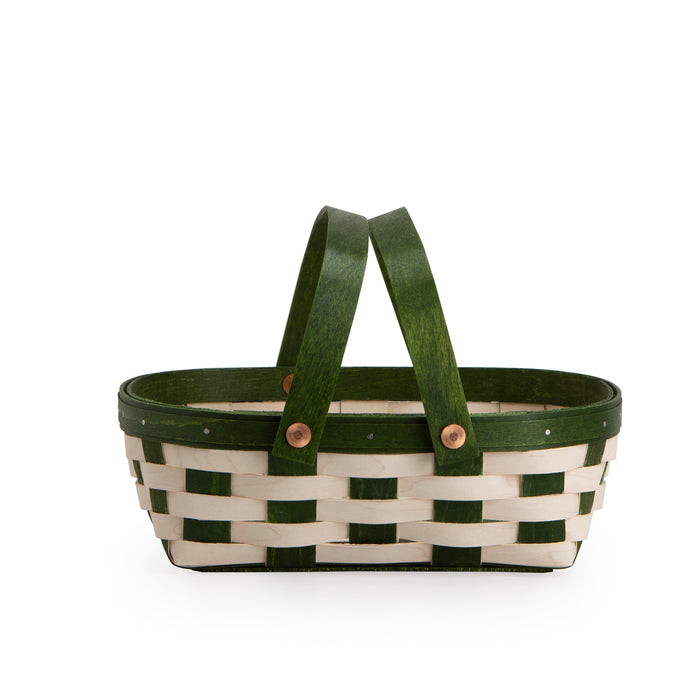 Christmas Weave Oval Muffin Basket Set with Protector - Bold Green