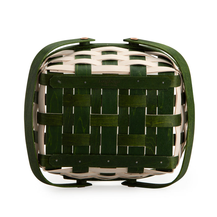 Christmas Weave Oval Muffin Basket Set with Protector - Bold Green