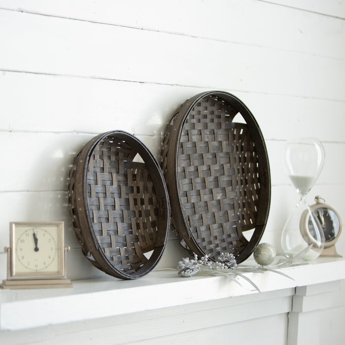 NYE Round Serving Tray Duo Set - Black and Charcoal