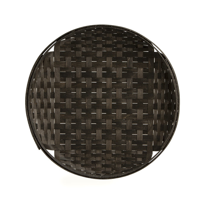 NYE Large Round Serving Tray Basket - Black and Charcoal