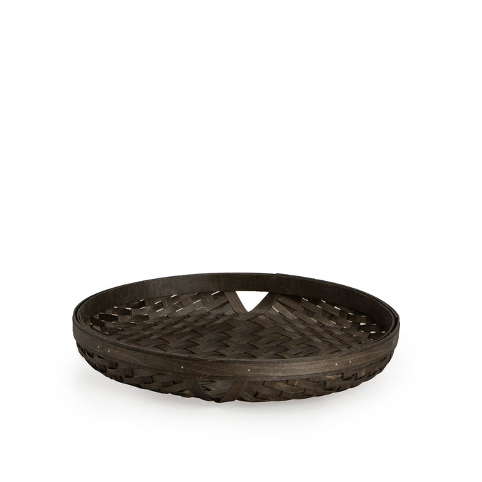 NYE Large Round Serving Tray Basket - Black and Charcoal