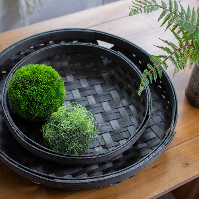 NYE Round Serving Tray Duo Set - Black and Charcoal