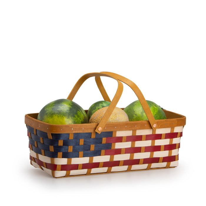 Americana Long Market Basket Set with Protector - American Flag