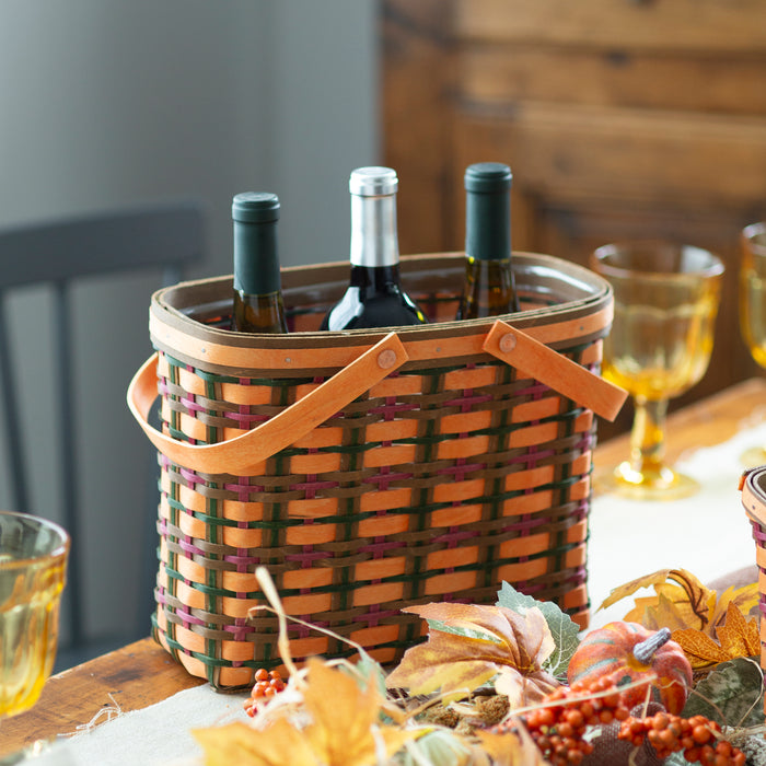 Wine Caddy - Orange Plaid