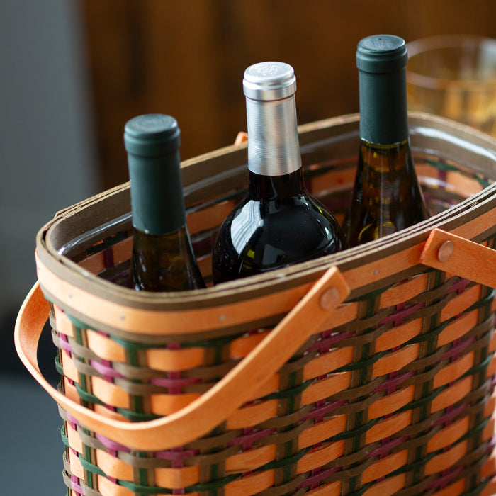 Wine Caddy Set with Protector - Orange Plaid