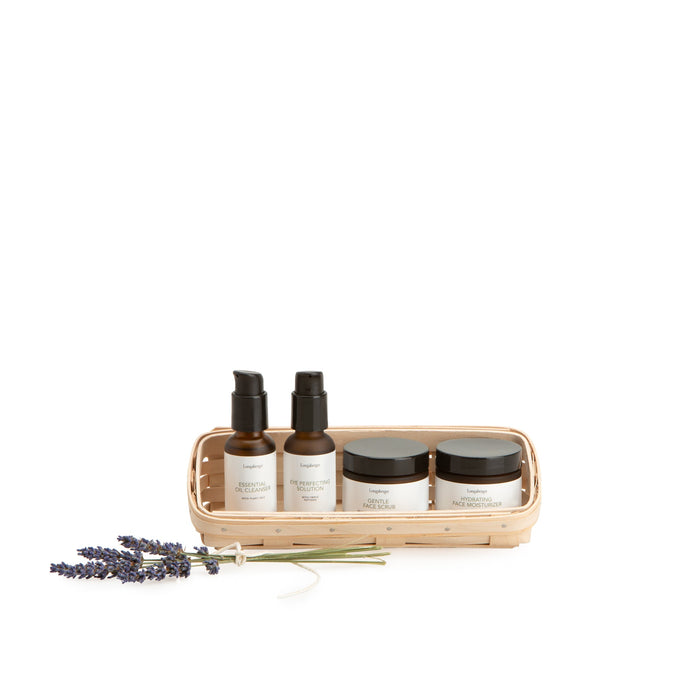 Whitewashed Small Skin Care Basket Set with Protector