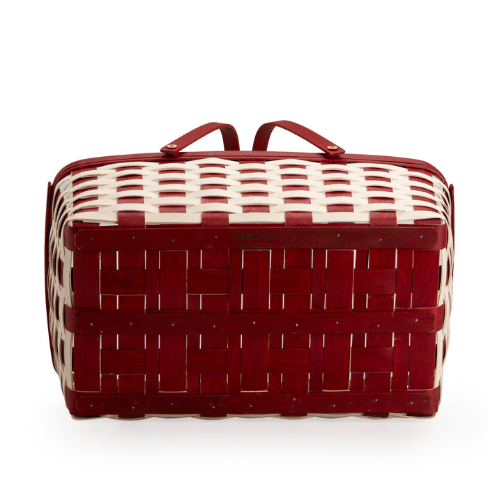 Christmas Weave Large Gathering Basket Set with Protector - Bold Red