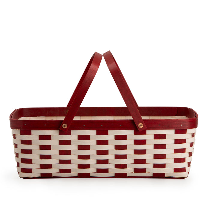 Christmas Weave Large Gathering Basket Set with Protector - Bold Red