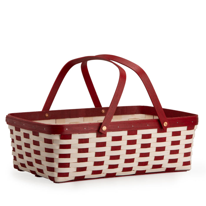 Christmas Weave Large Gathering Basket Set with Protector - Bold Red