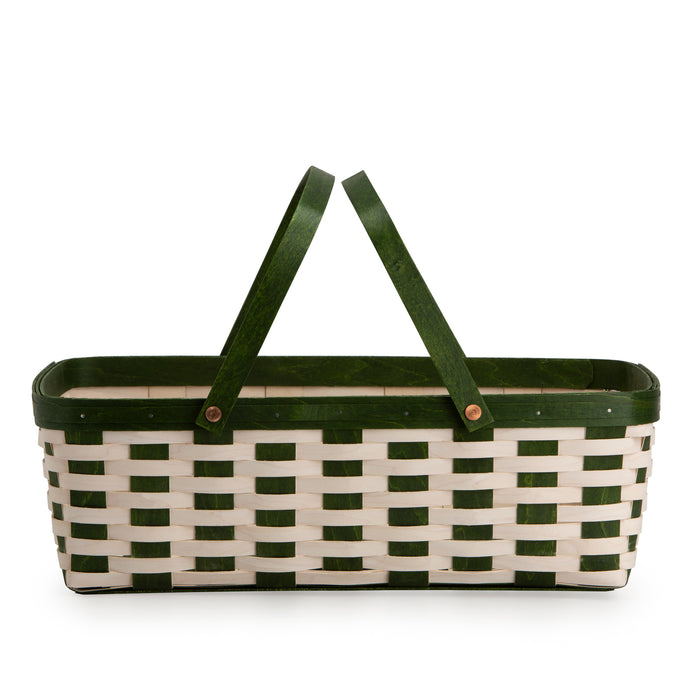 Christmas Weave Large Gathering Basket Set with Protector - Bold Green