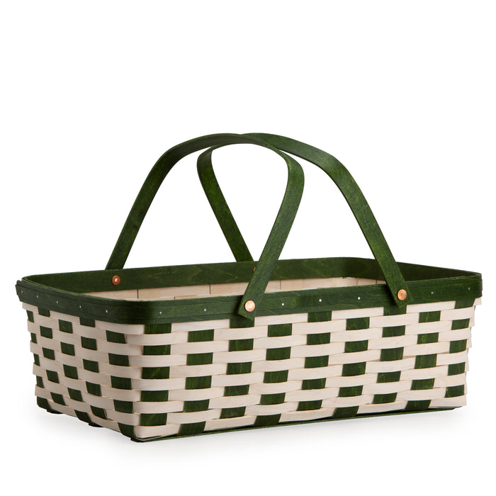 Christmas Weave Large Gathering Basket Set with Protector - Bold Green