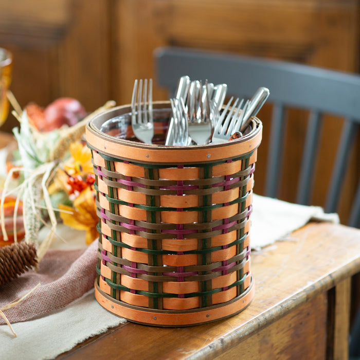 Utensil Basket - Orange Plaid