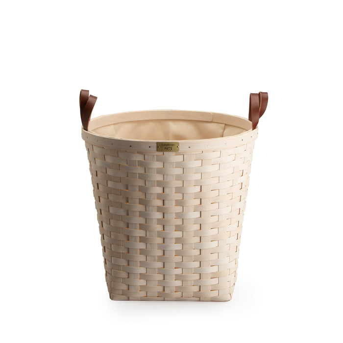 1973 Tall Laundry Basket with Attached Lining - 1973 White